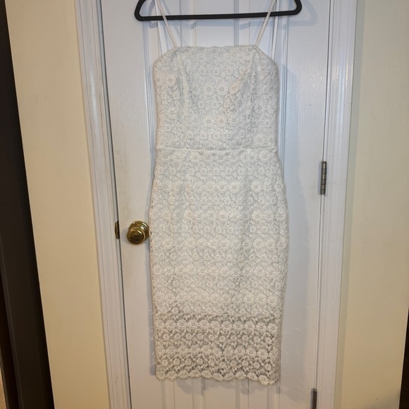 B. Darlin White Lace Floral Midi Dress – Sz 11/12 Strapless Formal/Wedding Guest - Picture 1 of 8